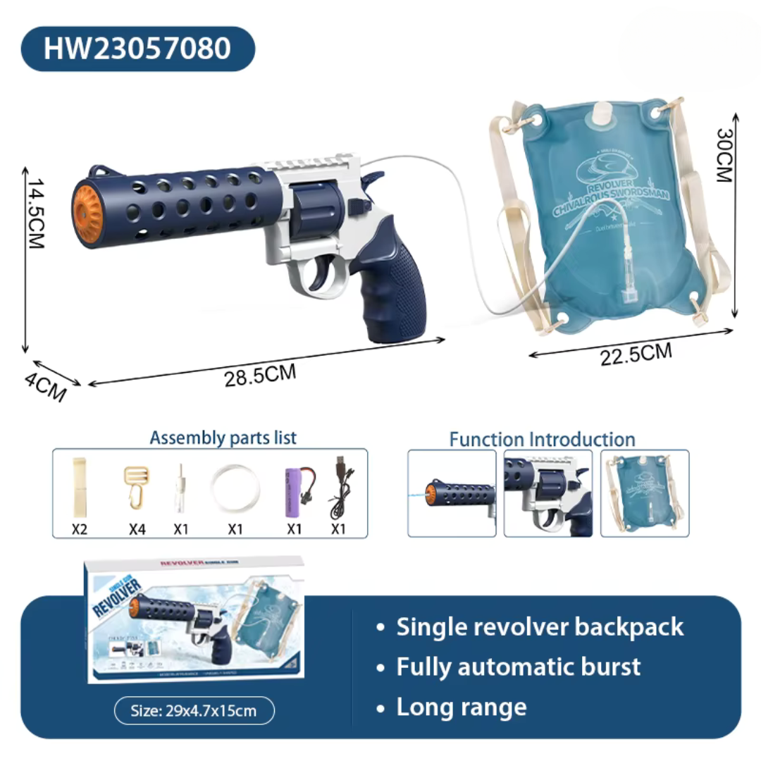 REVOLVER Electric water pistol | 1.2L magazine, 6–8m range, automatic shooting