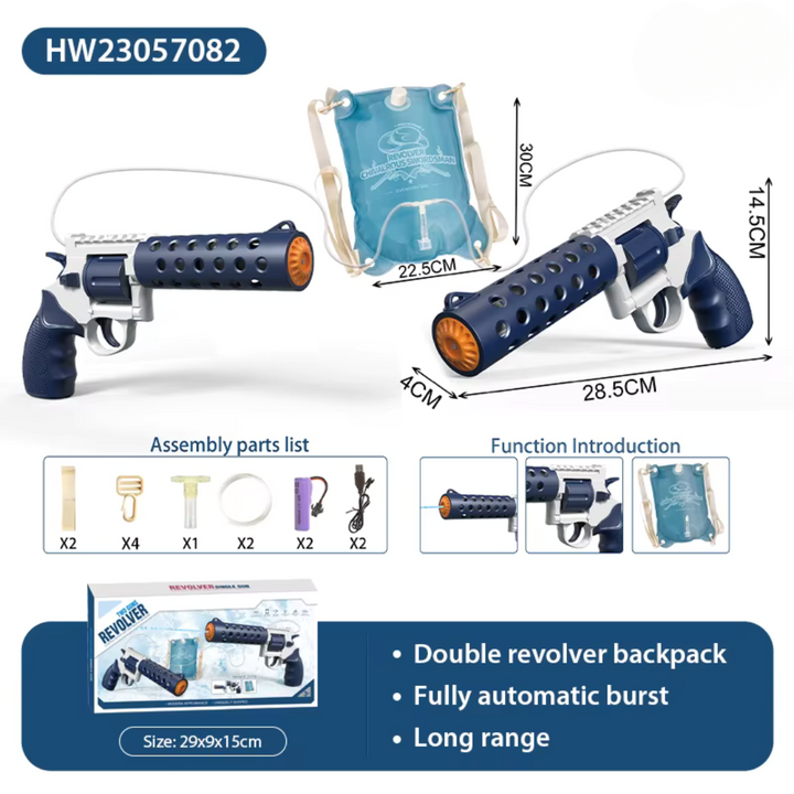 REVOLVER Electric water pistol | 1.2L magazine, 6–8m range, automatic shooting
