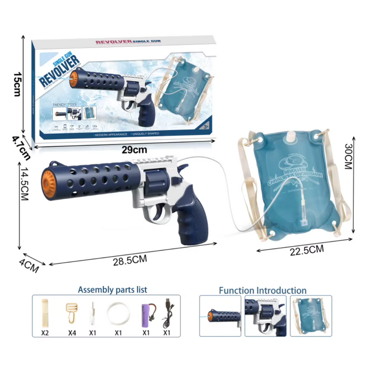 REVOLVER Electric water pistol | 1.2L magazine, 6–8m range, automatic shooting