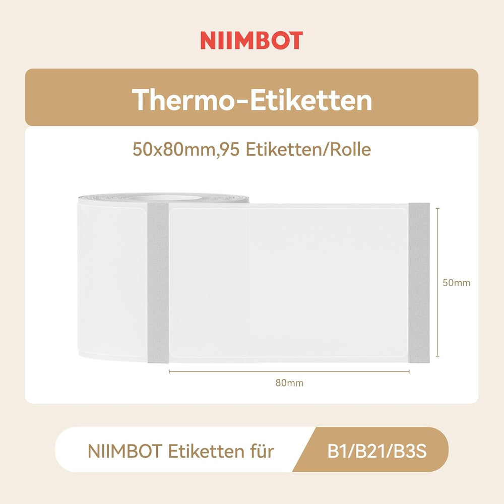 Niimbot transparentní samolepící štítky pro tiskárny B21, B21S, B1, B3S, hranatý 50x80mm