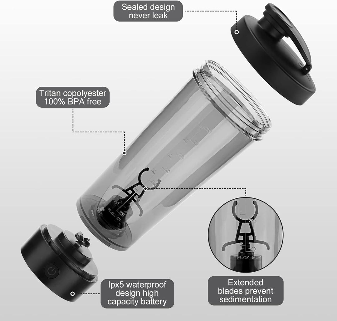 Flintronic Přenosný elektrický šejkr na protein 800 ml, Černá
