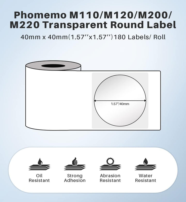 Csere átlátszó öntapadós címkék a Phomemo M150 nyomtatóhoz