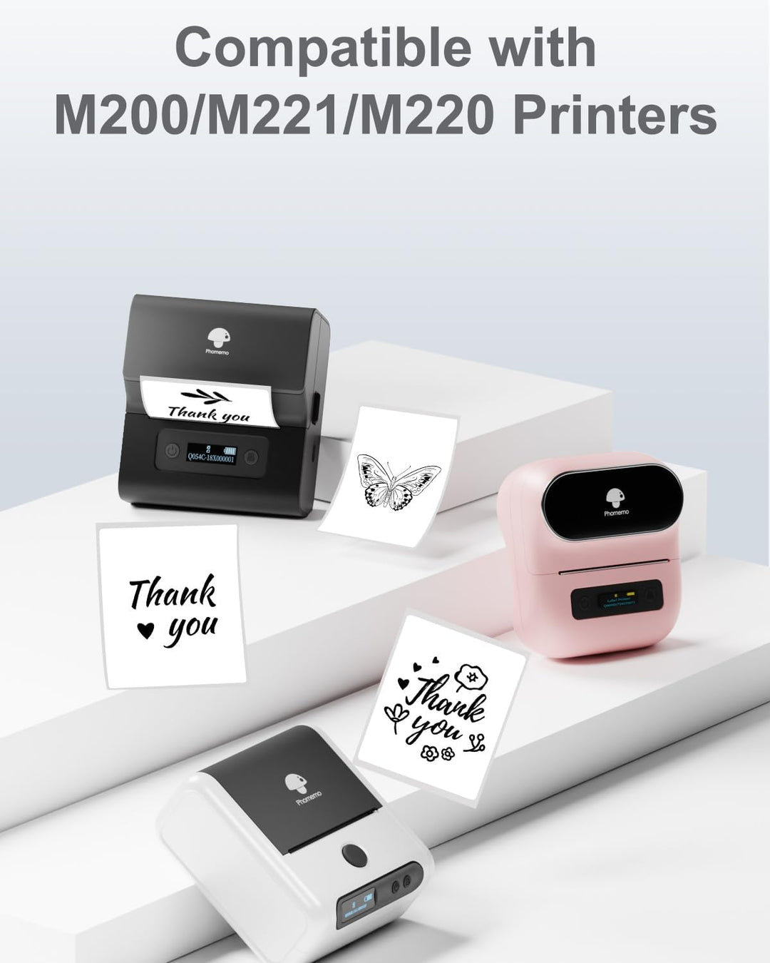 Phomemo M220 nyomtatóhoz való átlátszó öntapadó címkék – 60 x 40 mm, 180 címke/tekercs