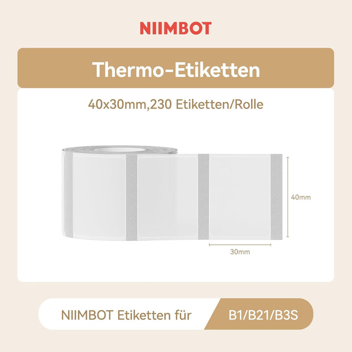 Niimbot transparentní samolepící štítky pro tiskárny B21, B21S, B1, B3S, 40x30mm, hranatý
