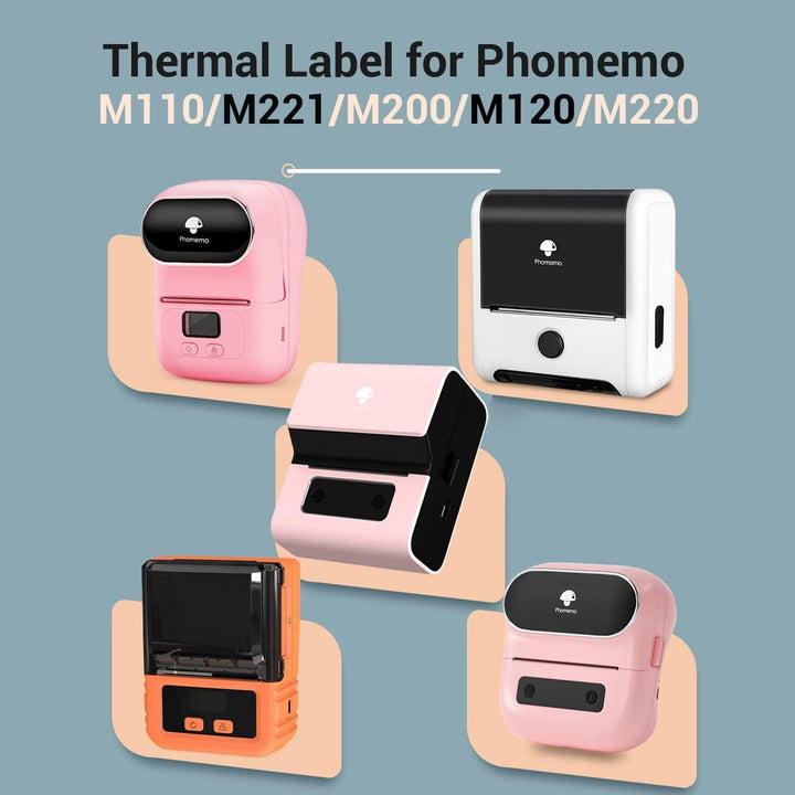 Phomemo M110, M120, M200, M220, M221 nyomtatóhoz való pótló öntapadó színes címkék, 50 x 50 mm