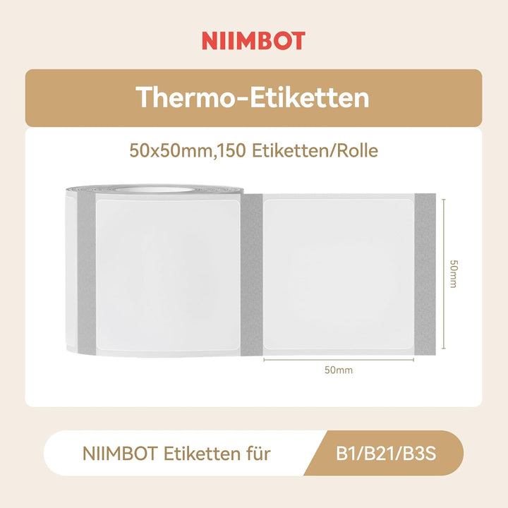 Niimbot transparentní samolepící štítky pro tiskárny B21, B21S, B1, B3S, hranatý 50x50mm