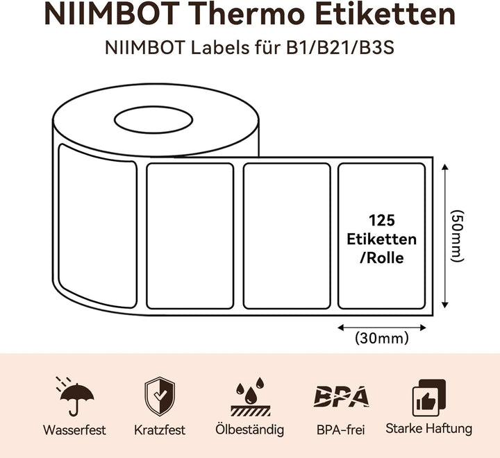 Niimbot transparentní samolepící štítky pro tiskárny B21, B21S, B1, B3S, hranatý 50x30mm