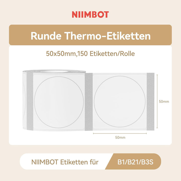 Niimbot transparentní samolepící štítky pro tiskárny B21, B21S, B1, B3S, kulatý 50x50mm
