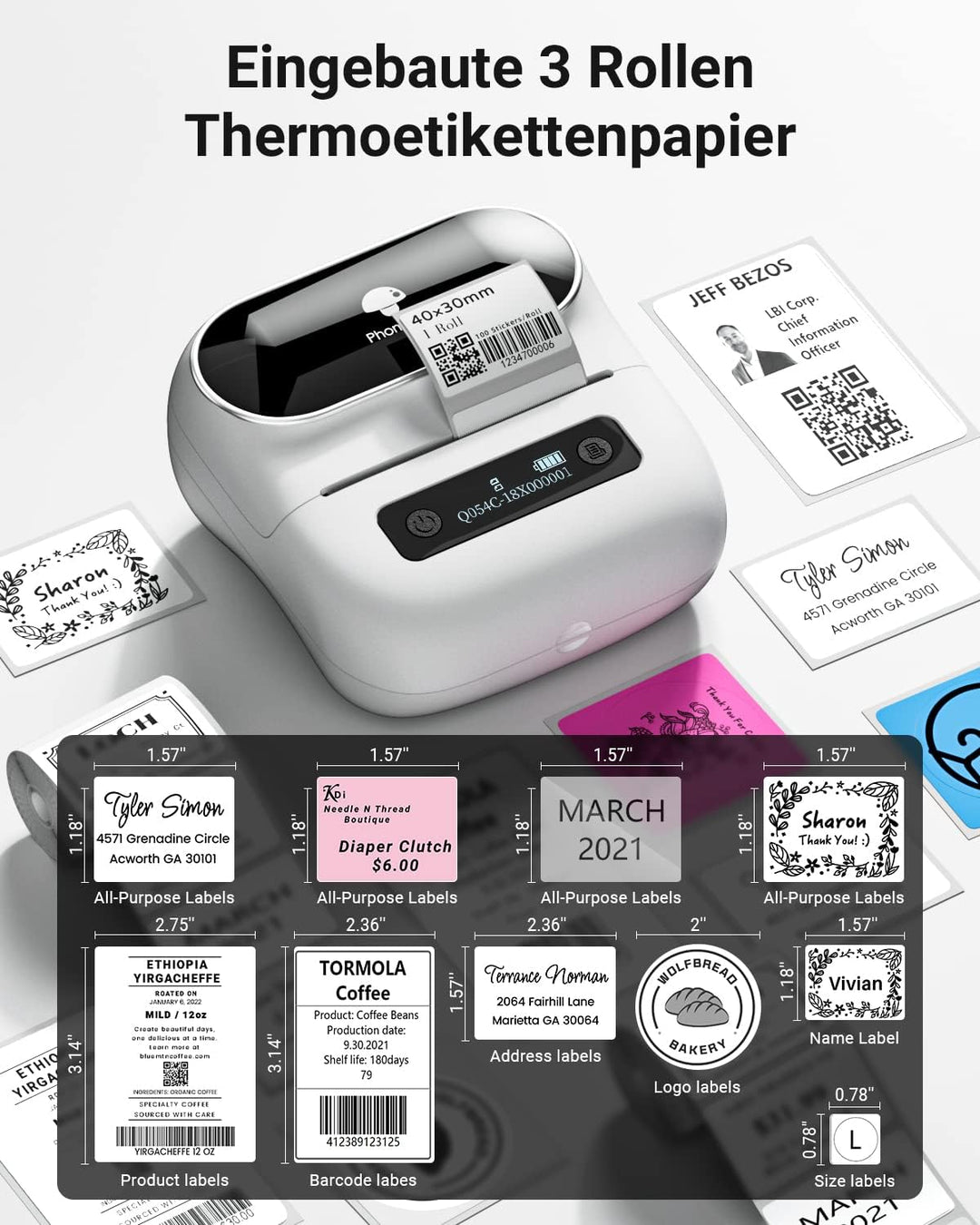 Phomemo M220 Intelligens Bluetooth címkenyomtató