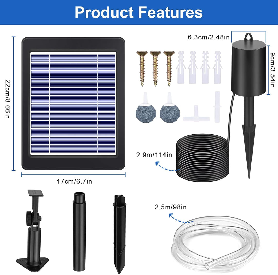Fapiere Solar pond aerator 4 W - with 2200 mAh battery, 3 operating modes