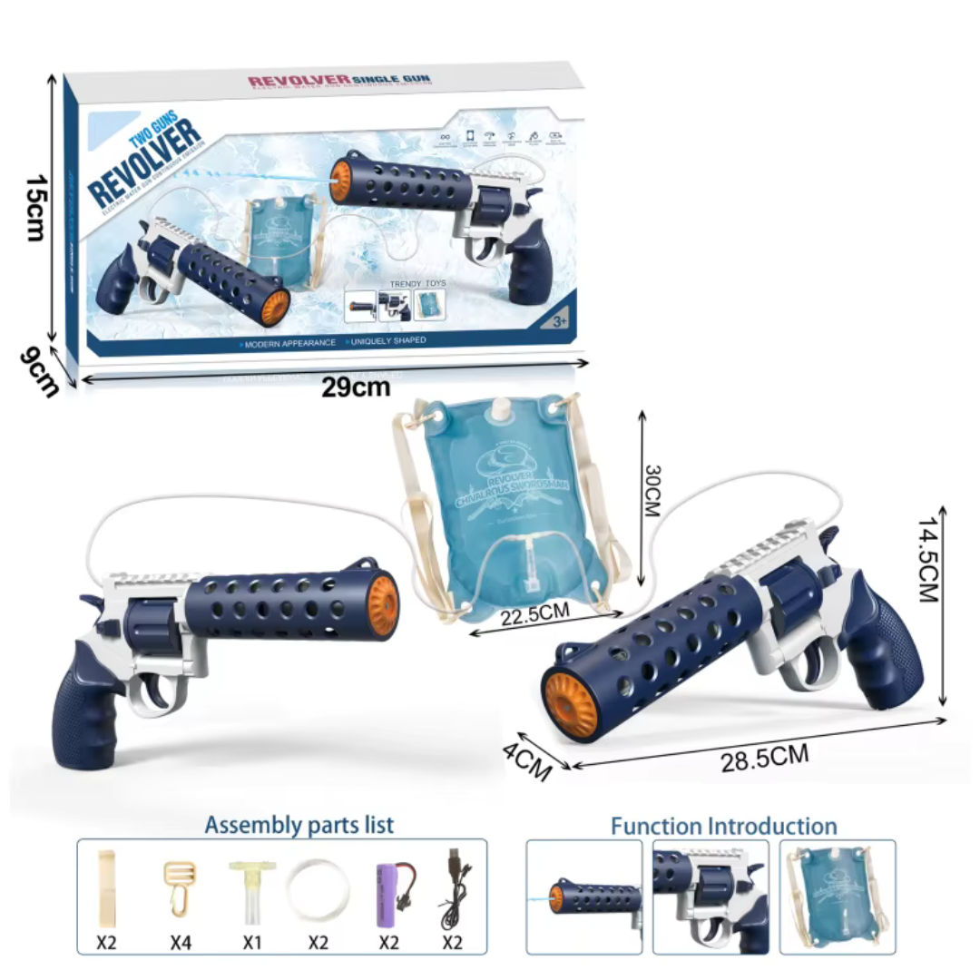 REVOLVER Electric water pistol | 1.2L magazine, 6–8m range, automatic shooting
