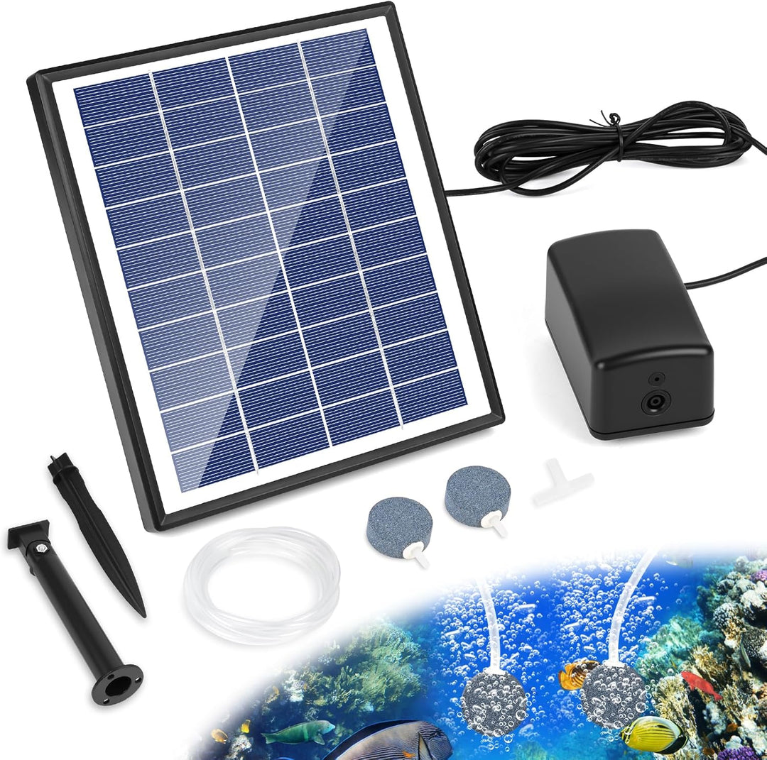 Fapiere Solar pond aerator – 6 W, up to 1.2 l/min output, wireless operation