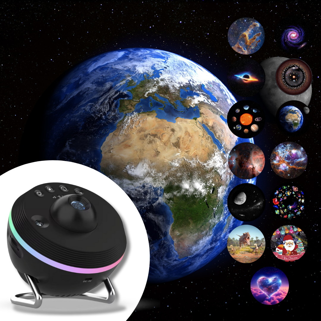 Galaxis projektor | Otthoni planetárium meteorit funkcióval | 13 kazetta 4K minőségű felvételekkel