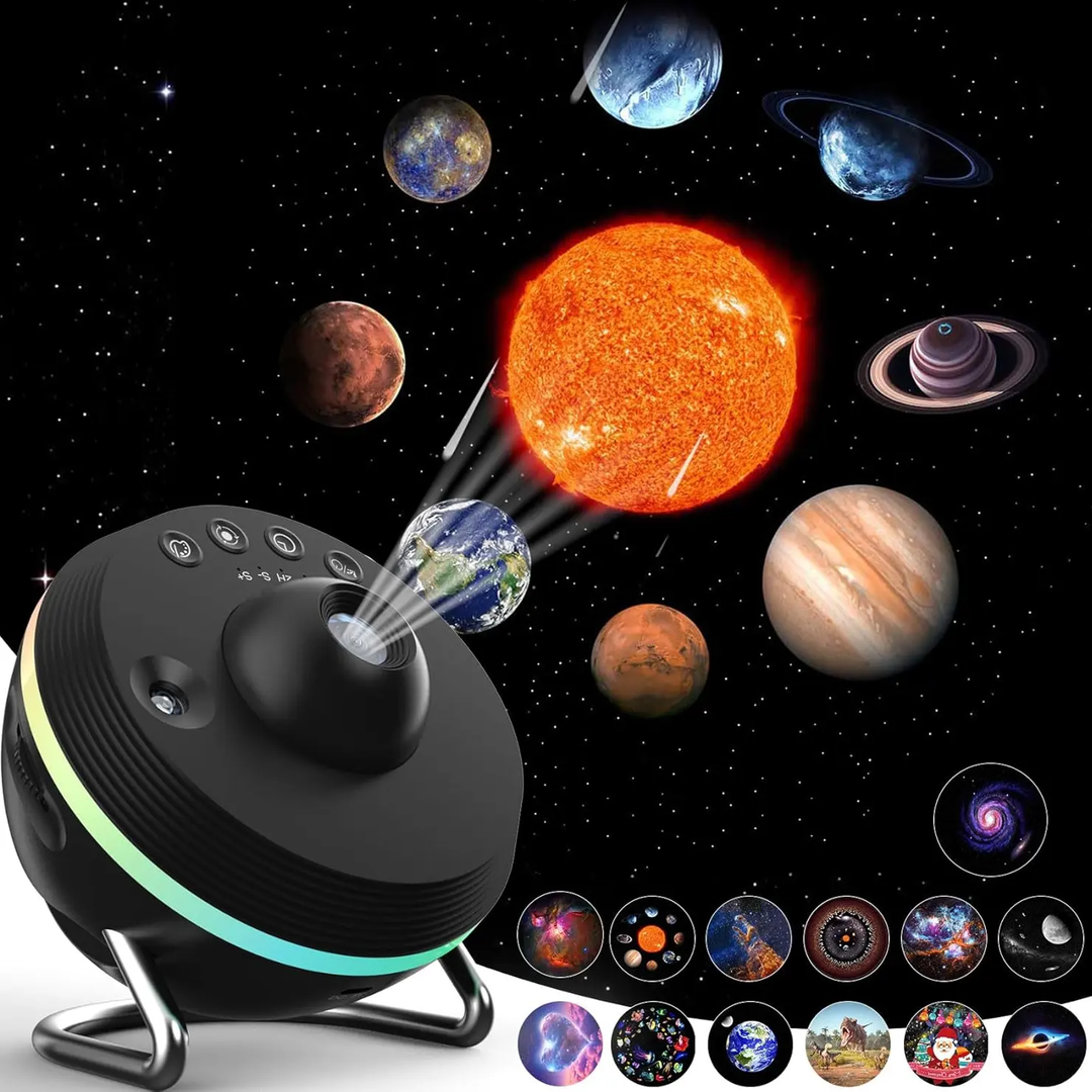 Galaxis projektor | Otthoni planetárium meteorit funkcióval | 13 kazetta 4K minőségű felvételekkel