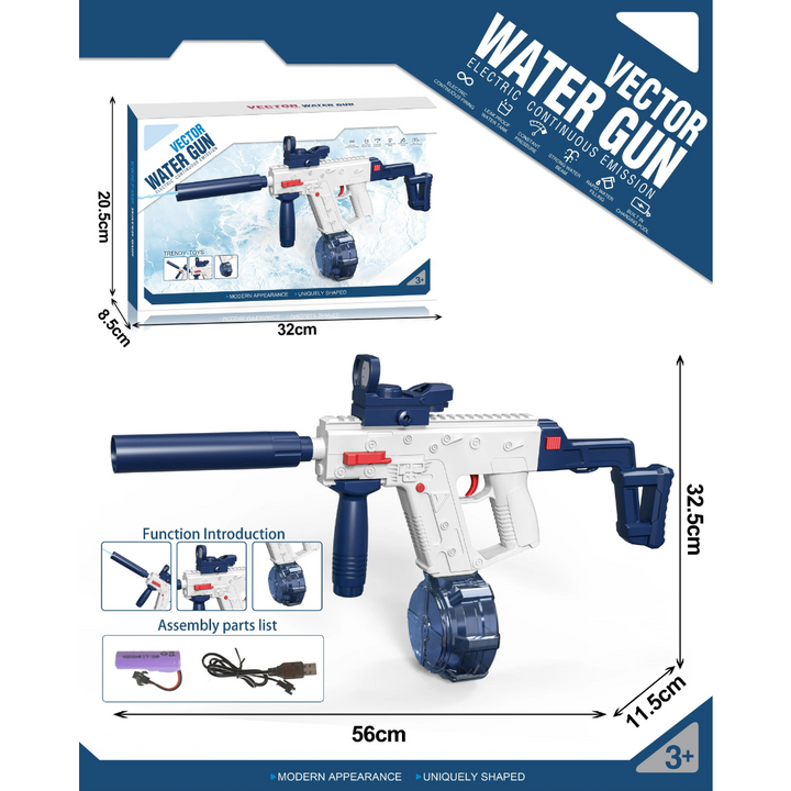 VECTOR Electric Water Gun for Kids | With long range and double magazine