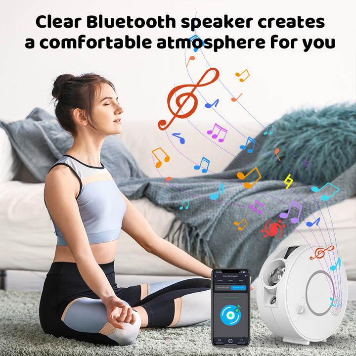Galaxy and night sky projector - 6 image cassettes, Bluetooth speaker, app control