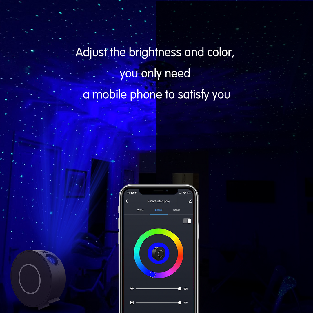 Night sky projector with Wi-Fi connection and mobile app