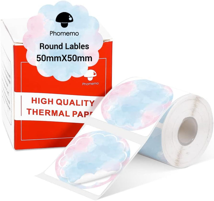 Replacement self-adhesive color labels for Phomemo M110, M120, M200, M220, M221 printer, 50 x 50 mm