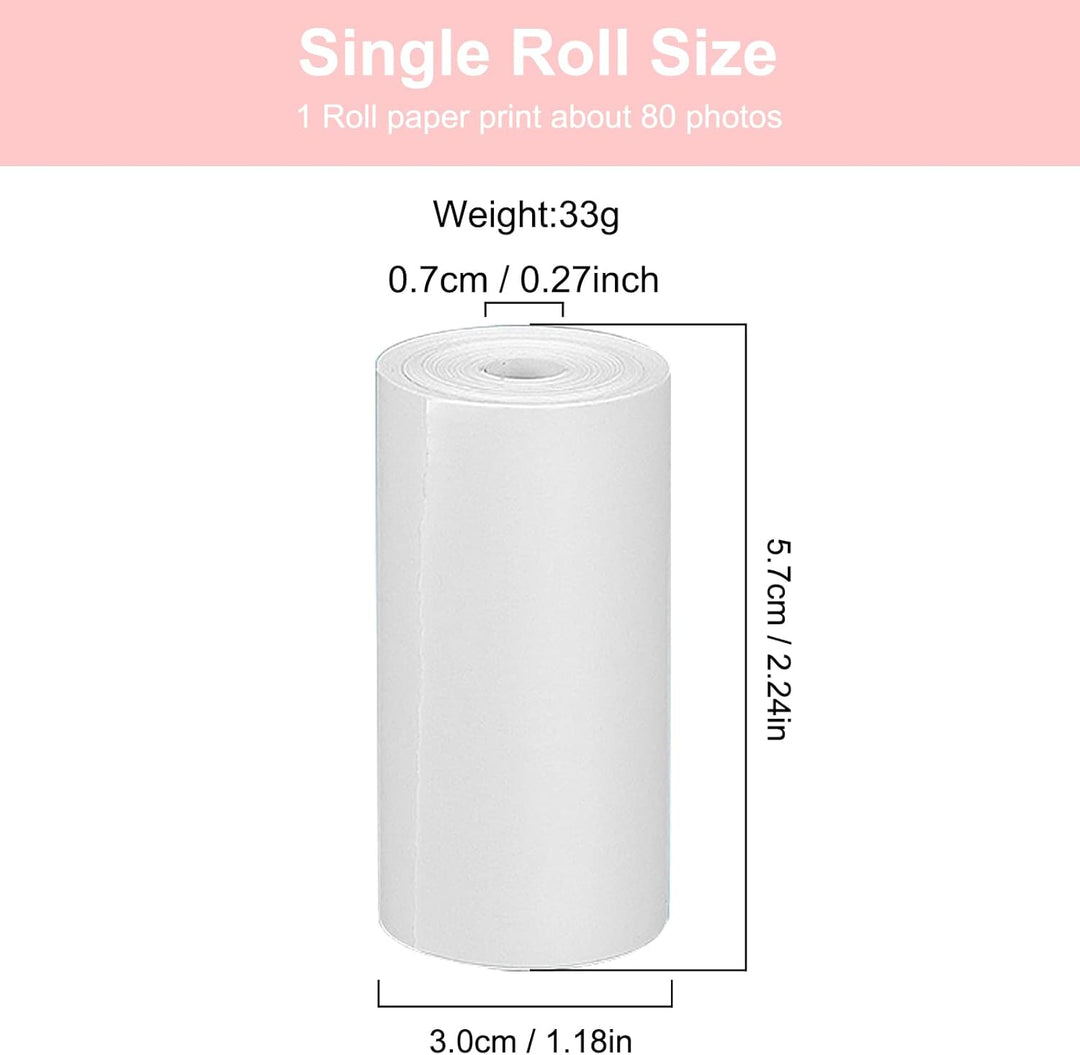GlobalCrown Replacement Thermal Paper for Kids Instant Cameras – 5 Rolls (5.7 × 3.0 cm), Inkless Printing