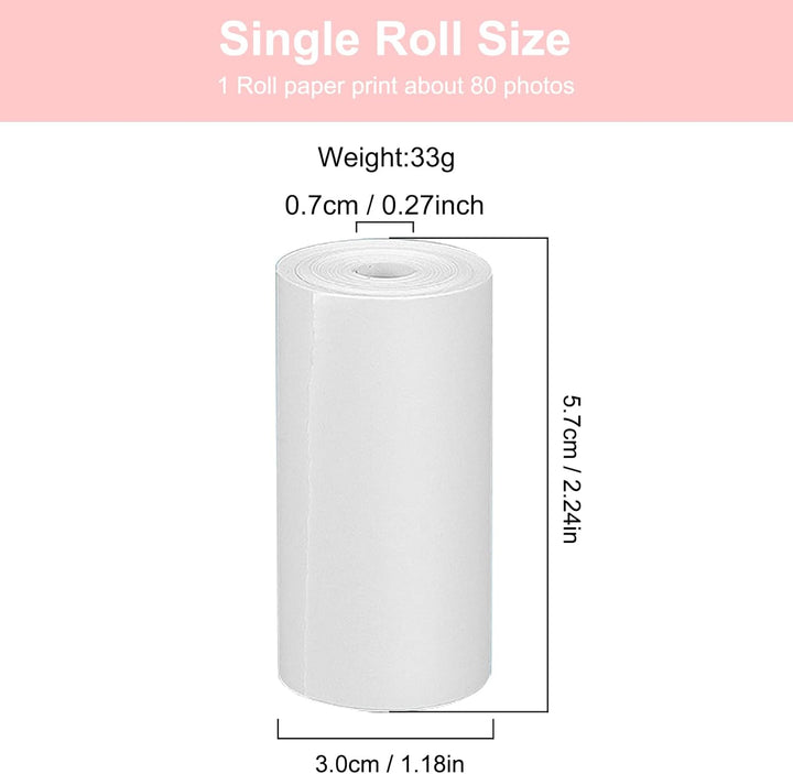 GlobalCrown Replacement Thermal Paper for Kids Instant Cameras – 5 Rolls (5.7 × 3.0 cm), Inkless Printing