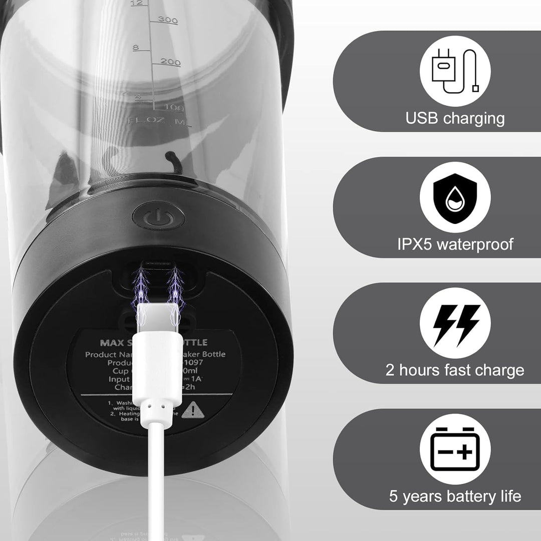 Flintronic Přenosný elektrický šejkr na protein 800 ml, Černá