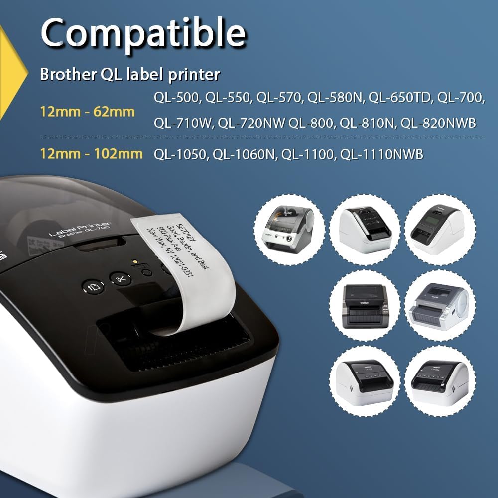 BETCKEY DK-11209 - Self-adhesive address labels 62 x 29 mm, 800 labels/roll, compatible with Brother QL printers