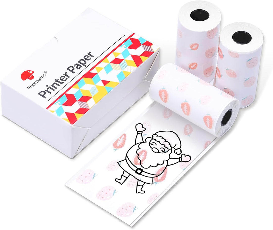 Replacement self-adhesive labels with strawberries for PHOMEMO T02 printer | 50mm x 3.5m