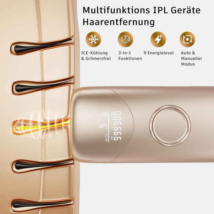 Oupseen 3in1 IPL epilator with cooling function | 9 intensity levels