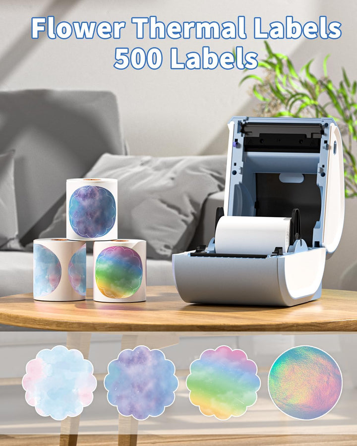 Replacement color labels for Phomemo D520BT printer, Rainbow print – 50 x 50 mm (2x2")