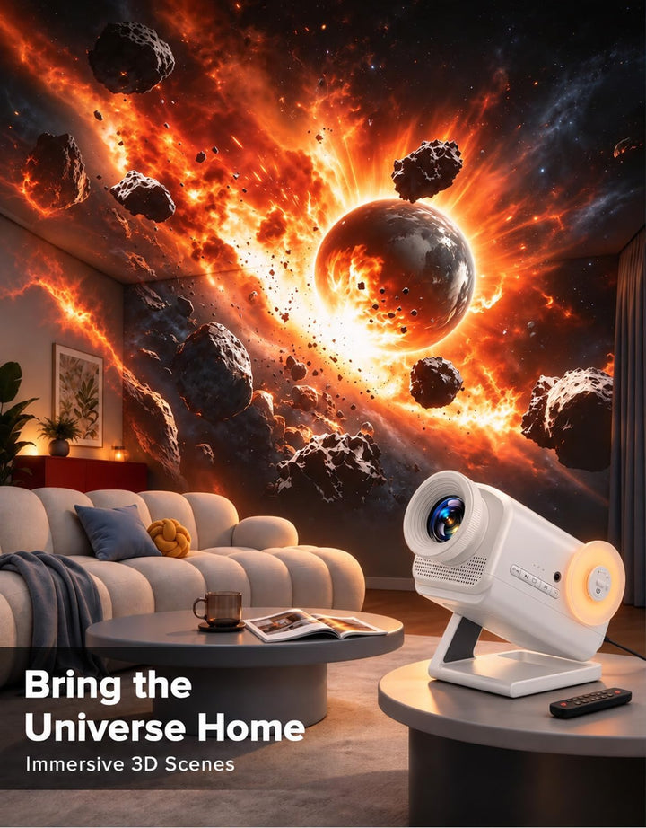 Holographic 3D Projector - 60 Dynamic Scenes, Bluetooth Speaker, Remote Control, Night Light