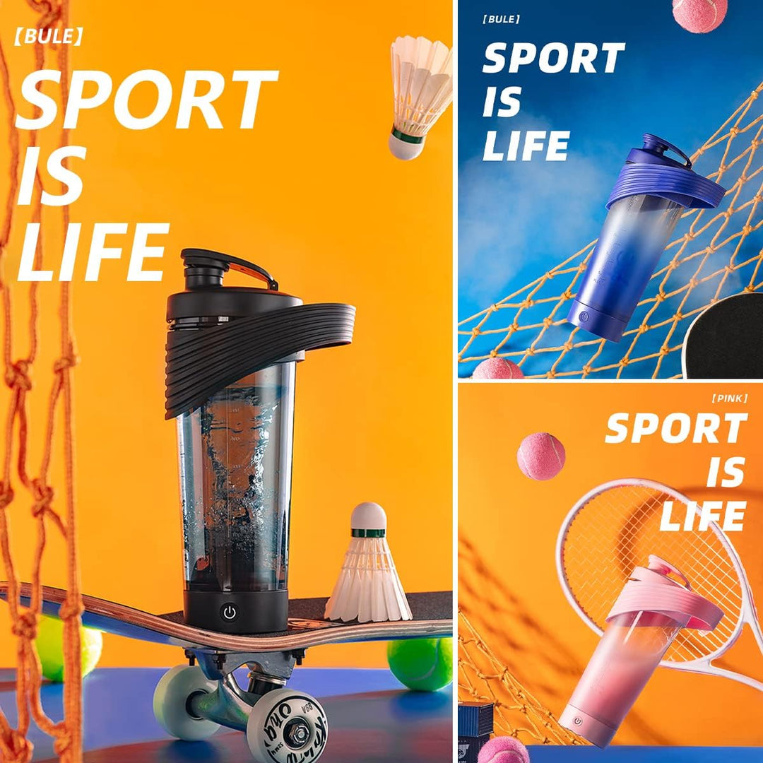Flintronic Přenosný elektrický šejkr na protein 800 ml, Černá