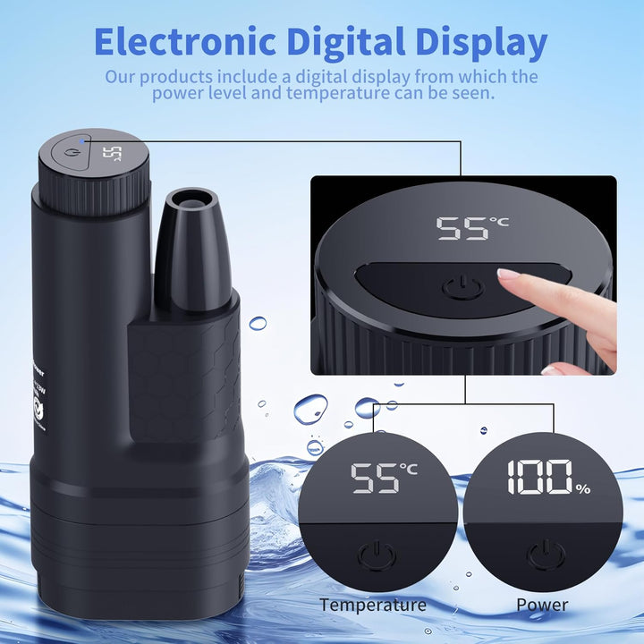 Přenosná sprcha na kempování s elektrickou pumpou a LCD displejem