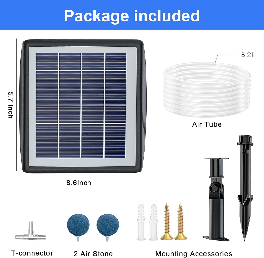 PChero Solární provzdušňovač jezírka – 2200 mAh baterie, 2 režimy, 2 W