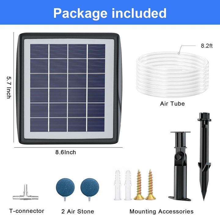 PChero Solární provzdušňovač jezírka – 2200 mAh baterie, 2 režimy, 2 W