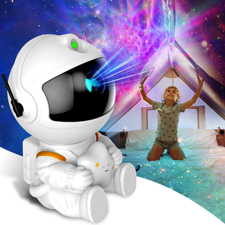 Night sky projector in the form of a cosmonaut with a star