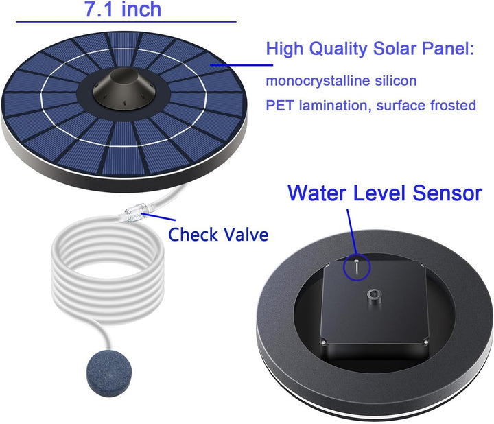 Solární plovoucí provzdušňovač jezírka AP009s – 2,5W panel, automatický provoz