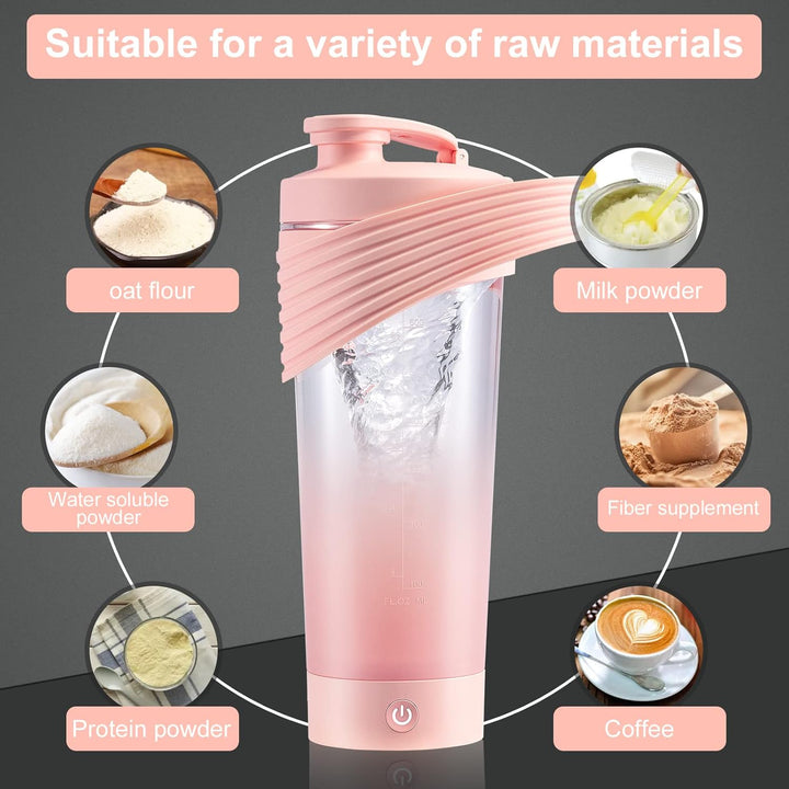 Flintronic Přenosný elektrický šejkr na protein 800 ml, Růžová