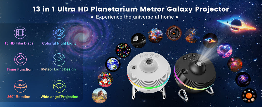 Galaxy Projector with Meteorite Function (5th Generation) | Home Planetarium - 13 Cassettes with 4K Images