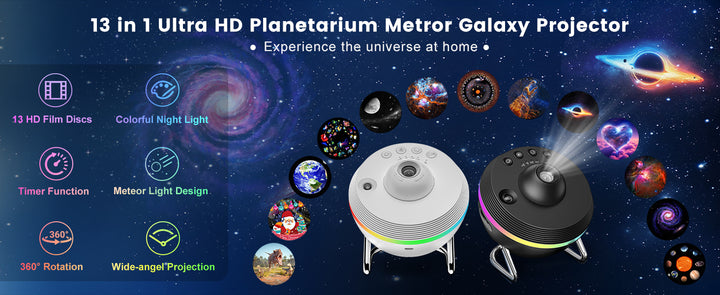 Galaxy Projector with Meteorite Function (5th Generation) | Home Planetarium - 13 Cassettes with 4K Images