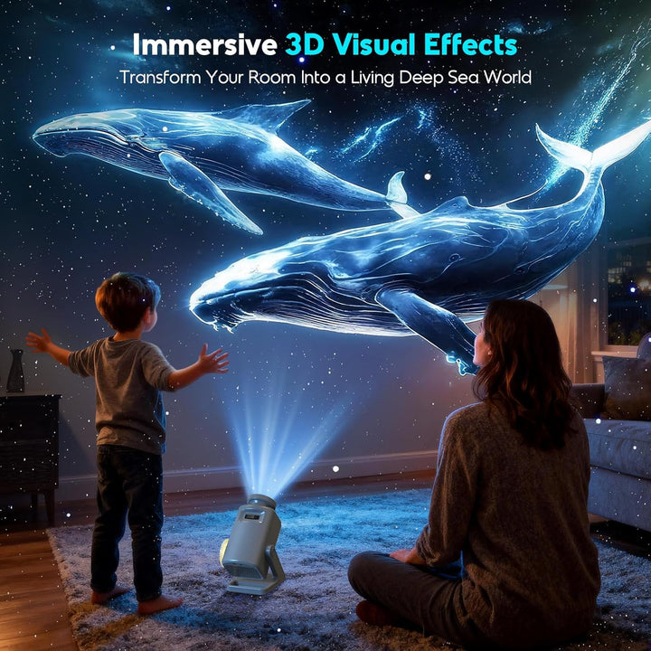 Holographic 3D Projector - 60 Dynamic Scenes, Bluetooth Speaker, Remote Control, Night Light