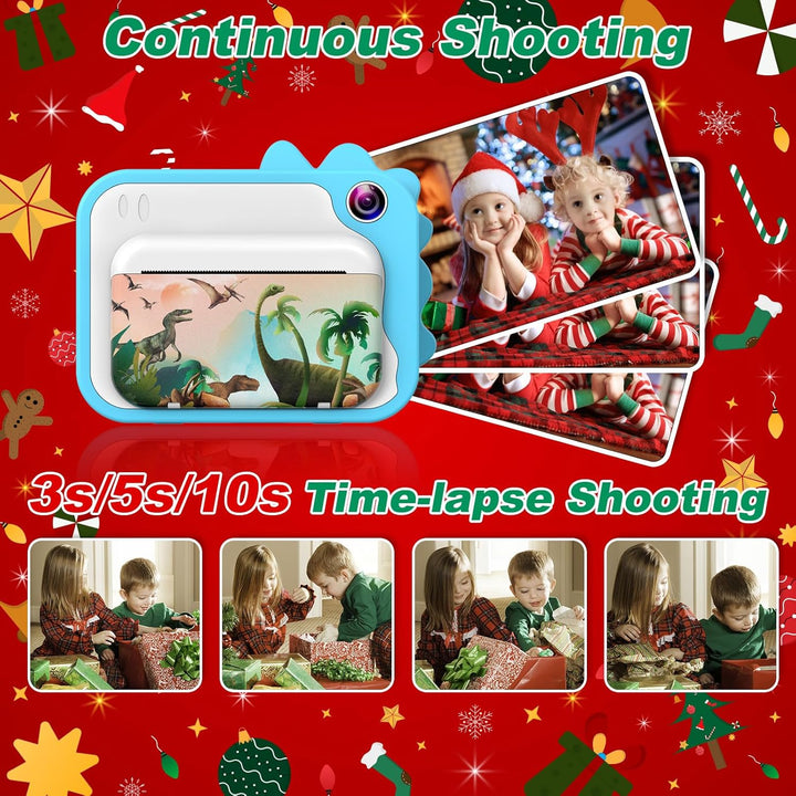 Uleway Kids Instant Camera with Instant Print | Dinosaur Theme