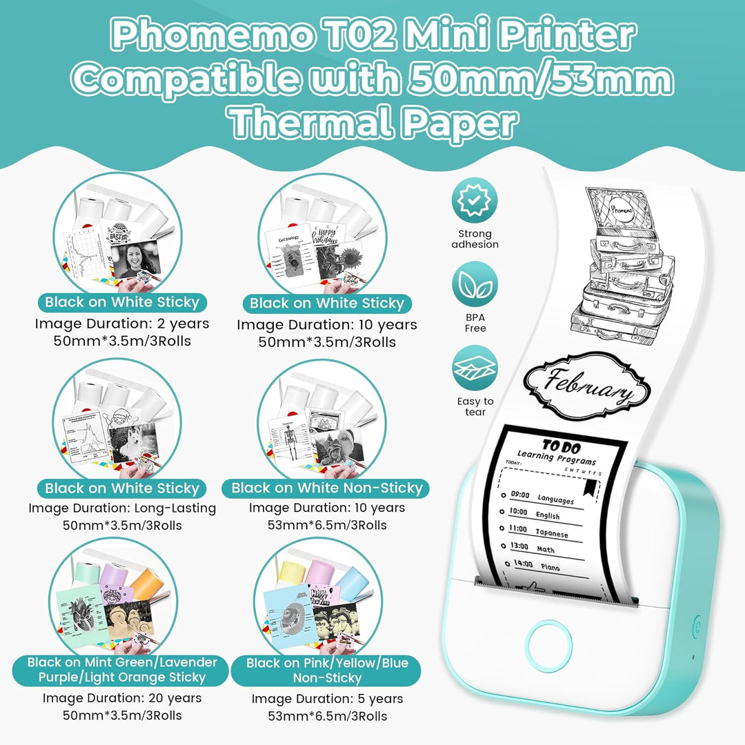 Phomemo T02 chytrá přenosná tiskárna | Tisk štítků, nálepek a obrázků