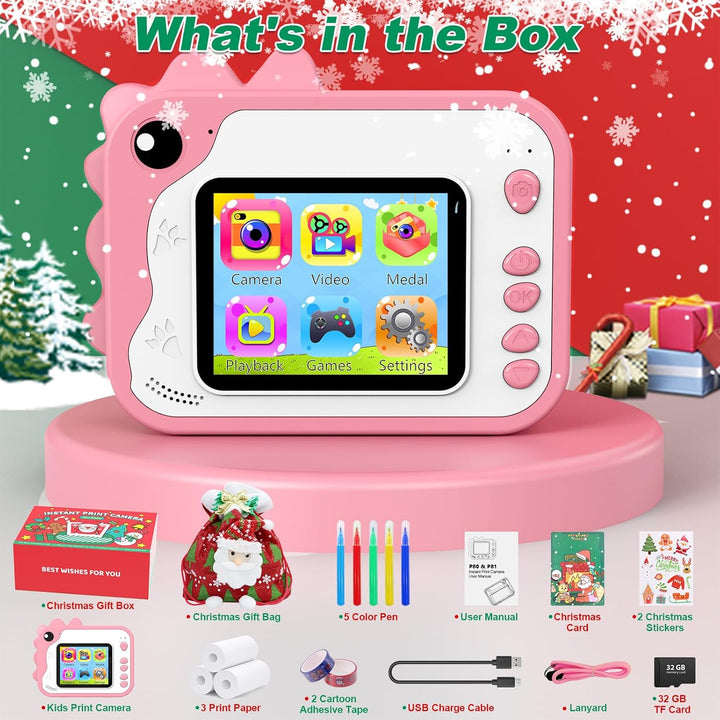 Uleway Kids Instant Camera with Instant Print | Dinosaur Theme