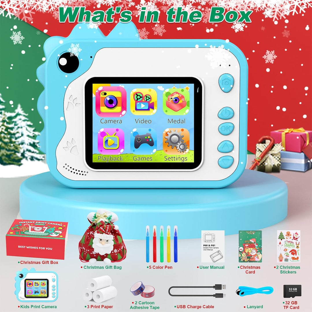 Uleway Kids Instant Camera with Instant Print | Dinosaur Theme