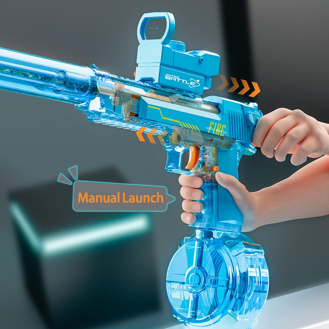 Electric Water Gun DESERT EAGLE – transparent design, light effects, range 8–10 m, 425 ml tank