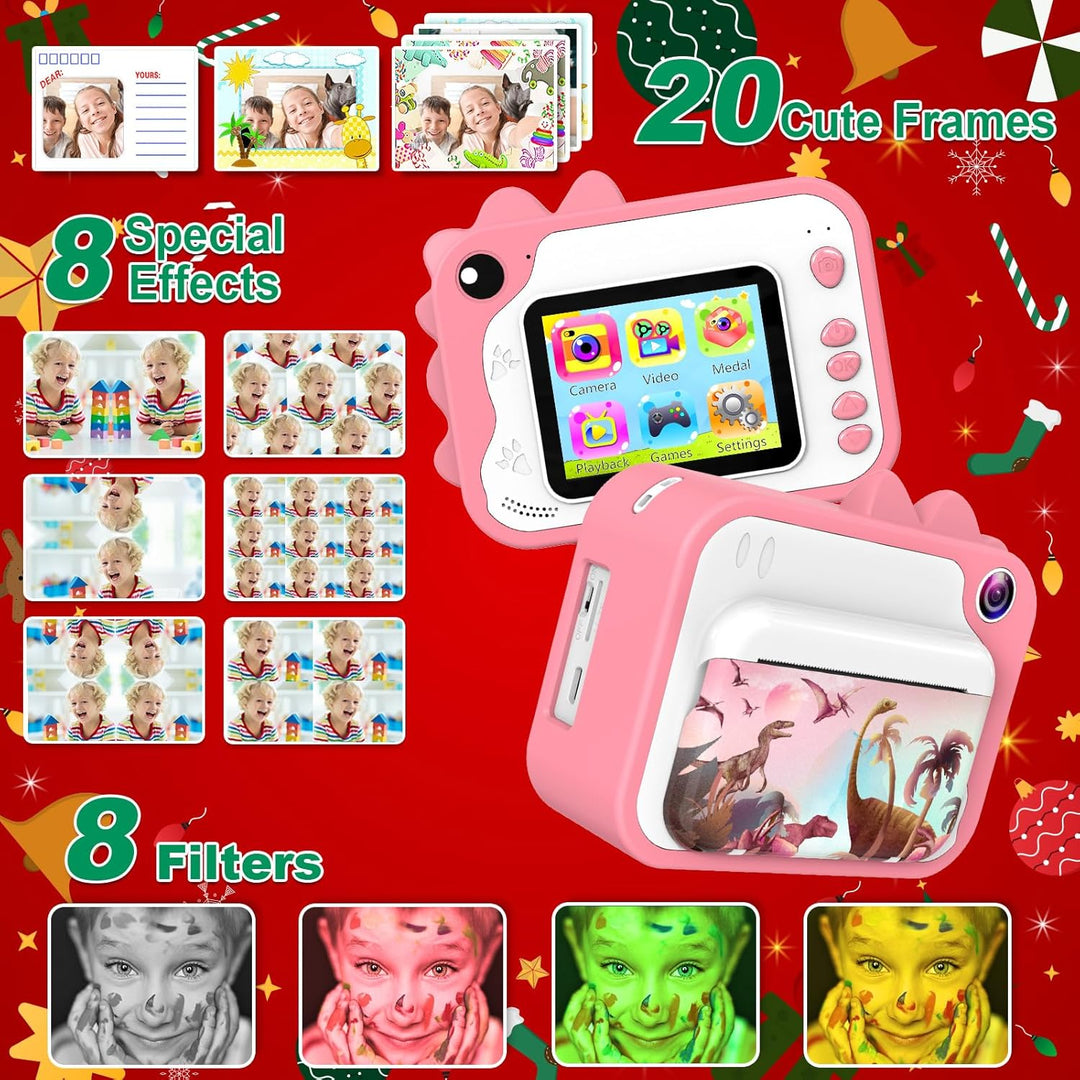 Uleway Kids Instant Camera with Instant Print | Dinosaur Theme