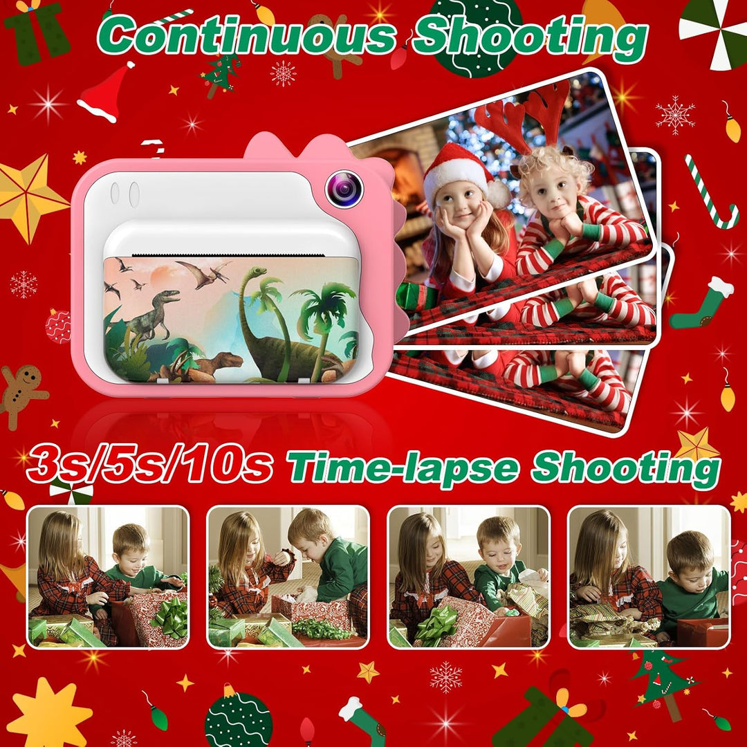 Uleway Kids Instant Camera with Instant Print | Dinosaur Theme