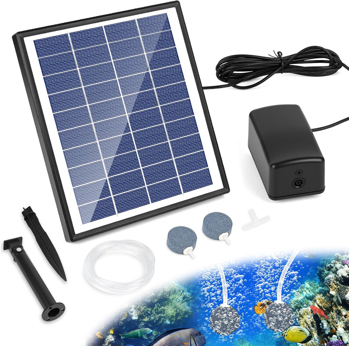 Fapiere Solární provzdušňovač jezírka – 6 W, až 1,2 l/min výkon, bezdrátový provoz