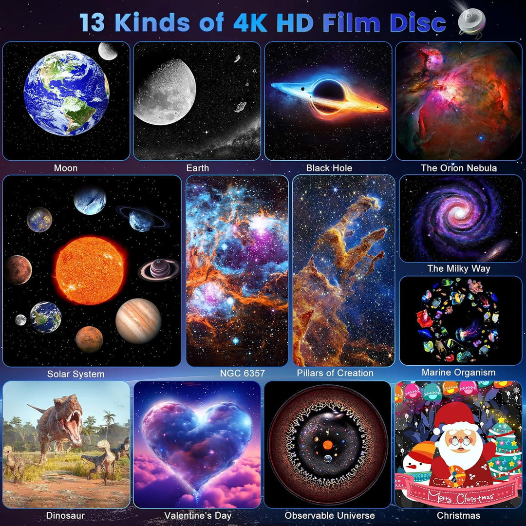 Galaxy Projector with Meteorite Function (5th Generation) | Home Planetarium - 13 Cassettes with 4K Images