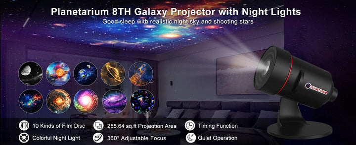 Galaxy Projector 8th Generation - 10 cartridges with 4K quality images